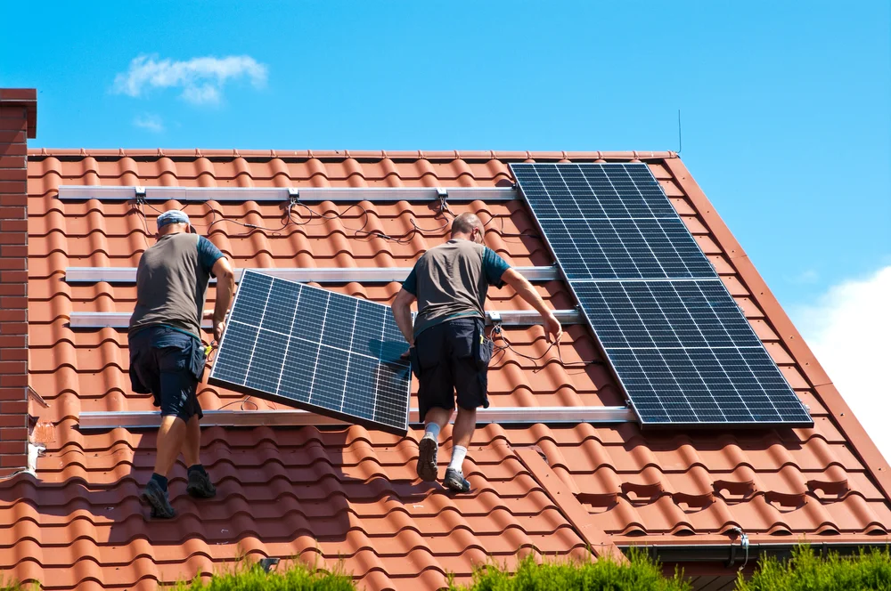 roof installing solar panels