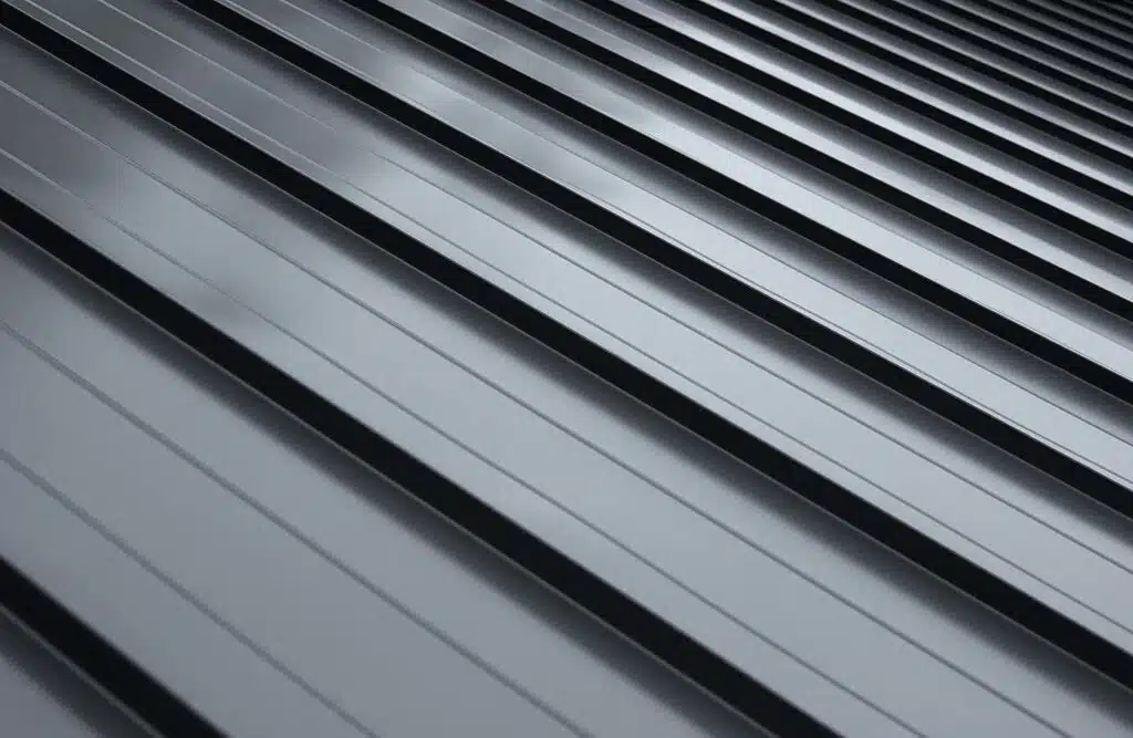 Close up,house,retro,roof,panel,with,standing,seam,and,fasteners.