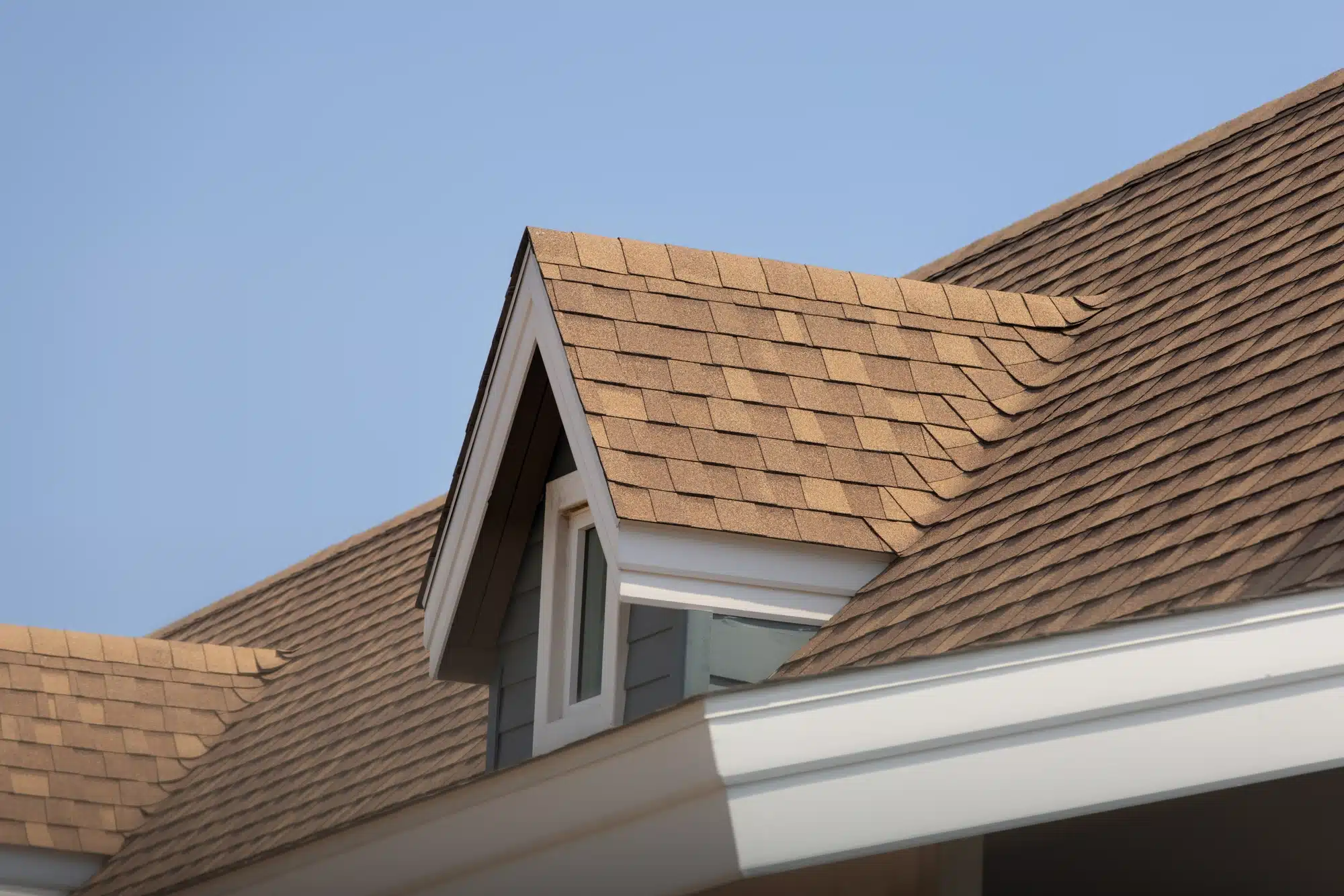 Roof,shingles,with,garret,house,on,top,of,the,house.